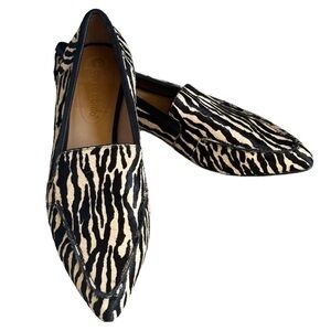 Corso Como Jatiba Calf Hair Loafers 6 Zebra Tiger Animal Print Point Toe Flats
